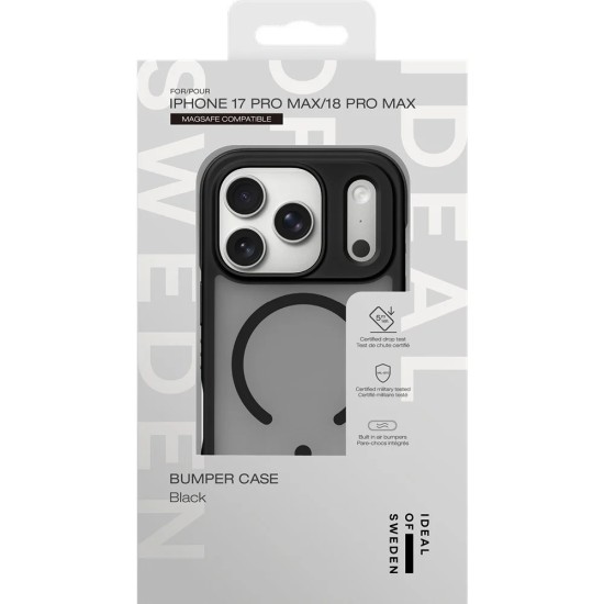 iDeal of Sweden Bumper MagSafe Back Case priekš Apple iPhone 17 Pro Max / 18 Pro Max - Black - silikona-plastikāta aizmugures apvalks / bampers-vāciņš