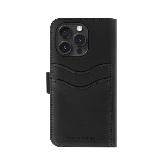 iDeal of Sweden Magnet  Wallet+ Case with MagSafe priekš Apple iPhone 17 Pro / 18 Pro - Black - mākslīgās ādas sāniski atverams maciņš ar bamperu uz magnēta