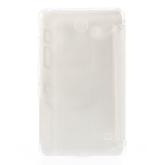White for Samsung Galaxy Tab 4 7.0-inch T230 / T235 Toothpick Grain Leather Tri-fold Stand Case - sāniski atverams maciņš ar stendu (ādas maks, grāmatiņa, leather book wallet case cover stand)