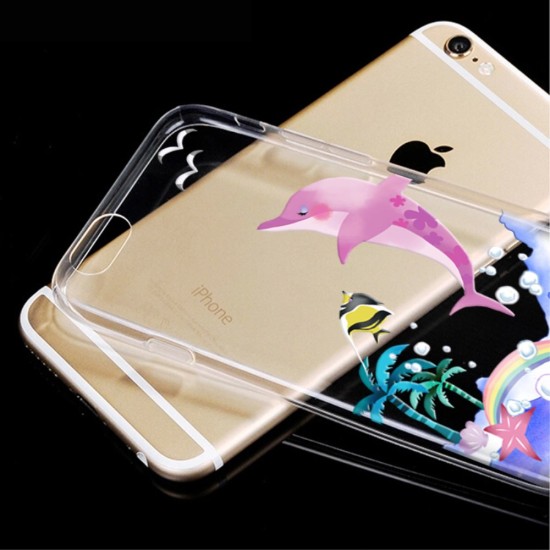 PEPKOO Chic Relief Crystal TPU Cover priekš Apple iPhone 6 Plus / 6S Plus 5.5-inch - Dolphin in the Ocean - silikona apvalks (bampers, vāciņš, slim TPU silicone case cover, bumper)