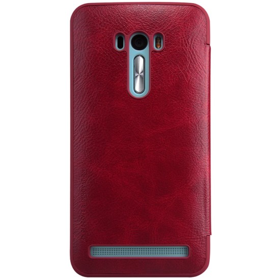 NILLKIN Qin Series APP Smart Leather View Case for Asus Zenfone Selfie ZD551KL - Red - sāniski atverams maciņš ar lodziņu (ādas maks, grāmatiņa, leather book wallet case cover)