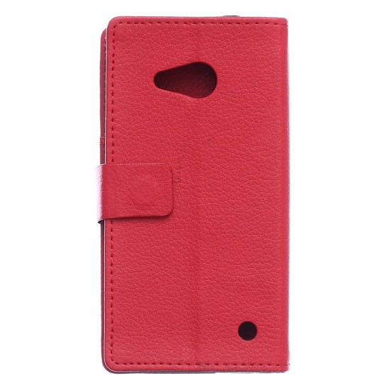 Litchi Skin Leather Wallet Case for Microsoft Lumia 550 - Red - sāniski atverams maciņš ar stendu (ādas maks, grāmatiņa, leather book wallet case cover stand)