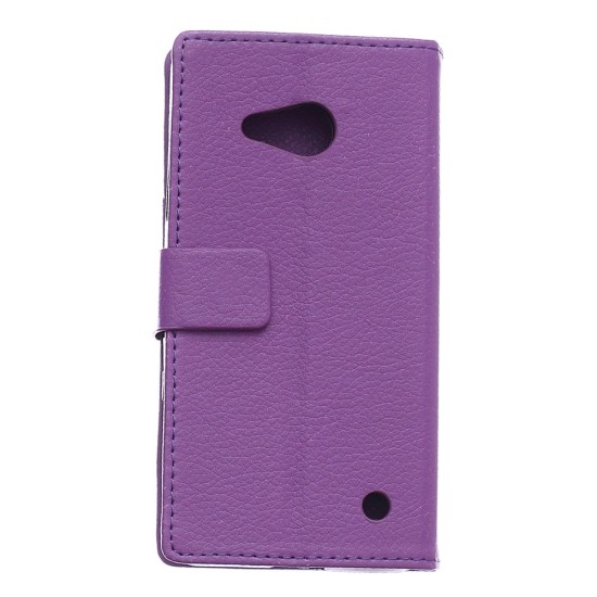 Litchi Skin Leather Wallet Case for Microsoft Lumia 550 - Purple - sāniski atverams maciņš ar stendu (ādas maks, grāmatiņa, leather book wallet case cover stand)