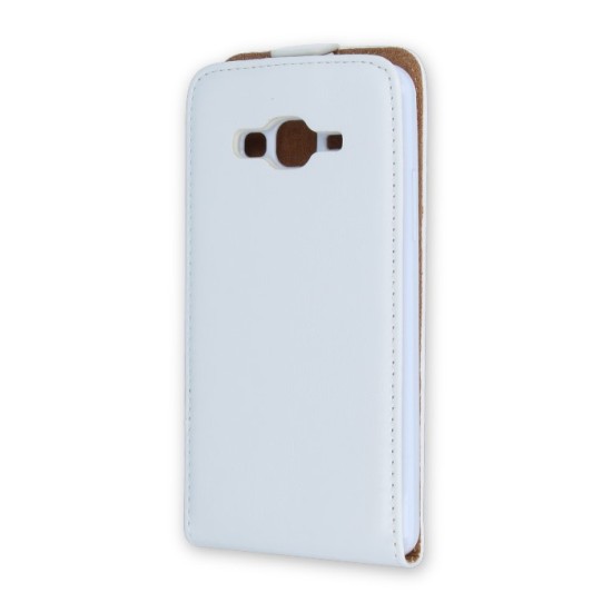 GreenGo Leather Case Plus New priekš LG K4 K120 / K130 - Balts - vertikāli atverams maciņš (ādas telefona maks, leather book vertical flip case cover)