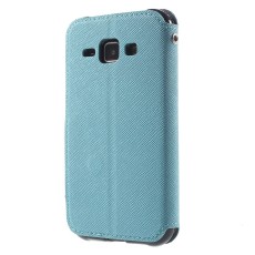 RoarKorea Fancy Diary View Samsung Galaxy J1 Ace J110 - Gaiši Zils - sāniski atverams maciņš ar stendu un lodziņu (ādas maks, grāmatiņa, leather book wallet case cover stand)
