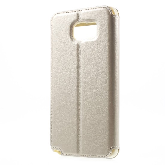 RoarKorea Noble View Samsung Galaxy Note 5 N920 - Zelts - sāniski atverams maciņš ar stendu un lodziņu (ādas maks, grāmatiņa, leather book wallet case cover stand)