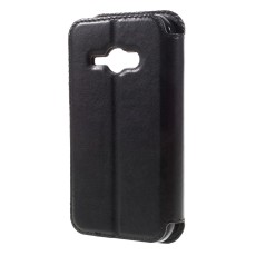 RoarKorea Noble View Samsung Galaxy J1 Ace J110 - Melns - sāniski atverams maciņš ar stendu un lodziņu (ādas maks, grāmatiņa, leather book wallet case cover stand)