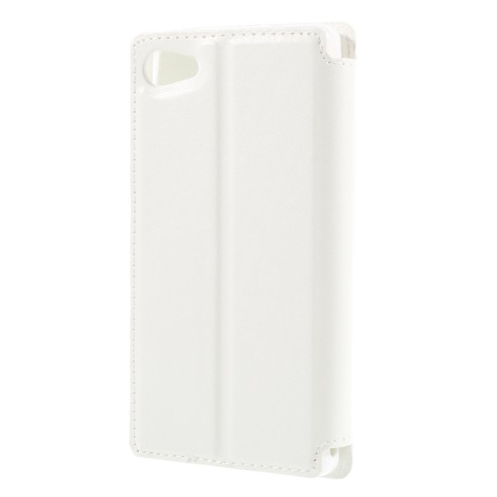 RoarKorea Noble View Sony Xperia Z5 Compact / Mini E5823 - Balts - sāniski atverams maciņš ar stendu un lodziņu (ādas maks, grāmatiņa, leather book wallet case cover stand)