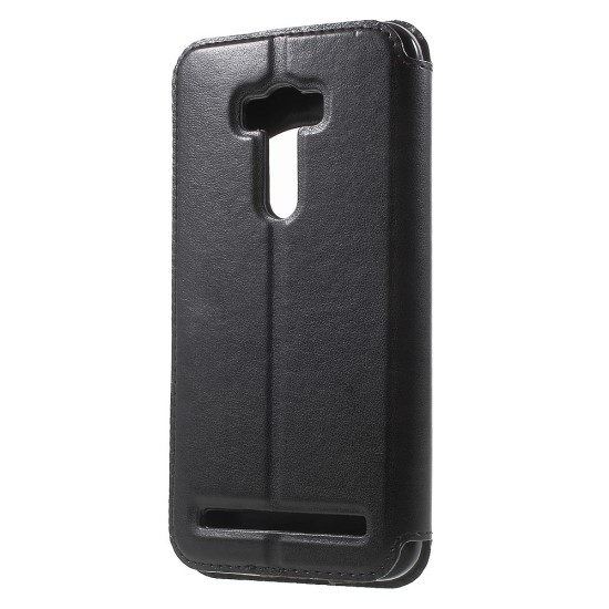 RoarKorea Noble View priekš Asus Zenfone Selfie ZD551KL 5.5-inch Wake/Sleep - Melns - sāniski atverams maciņš ar stendu un lodziņu (ādas maks, grāmatiņa, leather book wallet case cover stand)