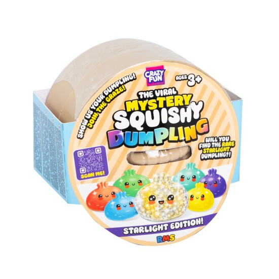 Crazy Fun [ORIGINAL] RMS Mystery Squishy Dumpling - Starlight Edition! R05-3379 - Mirdzoša antistresa skvīša rotaļlieta kapsulā / varavīksnes pārsteigums