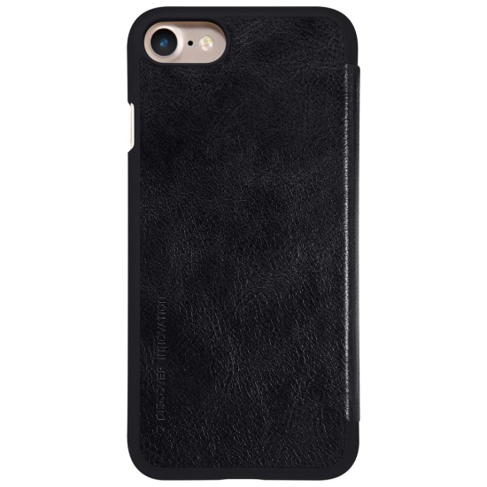 NILLKIN Qin Series Leather Flip Case priekš Apple iPhone 7 / 8 / SE2 (2020) / SE3 (2022) w/ Card Slot - Melns - sāniski atverams maciņš