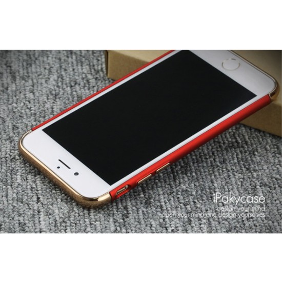 IPAKY 3-In-1 Electroplating PC Hard Back Cover для Apple iPhone 7 - Красный (с вырезом) - пластиковая накладка / бампер-крышка