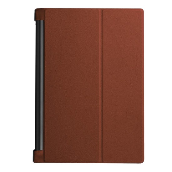 PU Leather Stand Case for Lenovo Yoga Tab 3 10.1 X50F / X50L - Brown - sāniski atverams maciņš ar stendu (ādas maks, grāmatiņa, leather book wallet case cover stand)