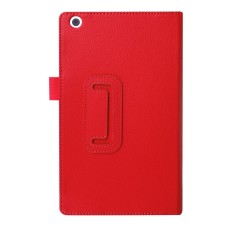 Litchi Grain Protective Leather Case for Lenovo Tab 2 A8-50 / Tab 3 A8-50 / TB3-850M - Red - sāniski atverams maciņš ar stendu (ādas maks, grāmatiņa, leather book wallet case cover stand)