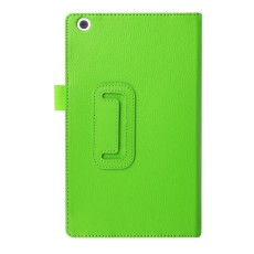 Litchi Grain Protective Leather Case for Lenovo Tab 2 A8-50 / Tab 3 A8-50 / TB3-850M - Green - sāniski atverams maciņš ar stendu (ādas maks, grāmatiņa, leather book wallet case cover stand)