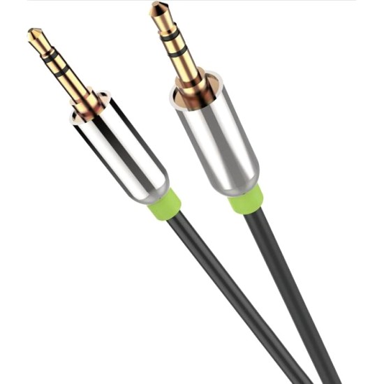 Devia 3-pin Ipure 3.5mm Male to 3.5mm Male Stereo Aux Audio cable (length: 1M) - Melns - audio vads kabelis