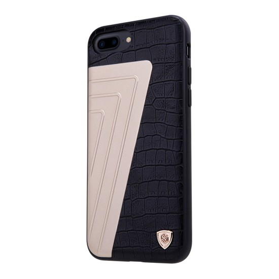 NILLKIN Hybrid Case with Crocodile Leather priekš Apple iPhone 7 Plus / 8 Plus - Melns - ādas apvalks (bampers, vāciņš, slim case cover, vaks bumper)