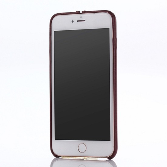 HOCAR Contrast Color PU Leather Back Case priekš Apple iPhone 7 Plus / 8 Plus - Wine Red - ādas aizmugures apvalks (bampers, vāciņš, leather cover, bumper)