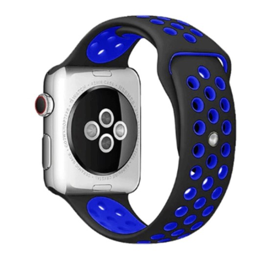 22mm Beline Bi-Color Silicone Watchband Strap - Melns / Zils - silikona siksniņas (jostas) priekš pulksteņiem
