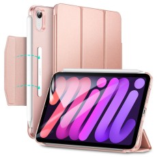 ESR Ascend Tri-fold Book Case with Clasp priekš Apple iPad mini 6 (2021) / mini 7 (2024) - Rozā Zelts - sāniski atverams maciņš ar stendu