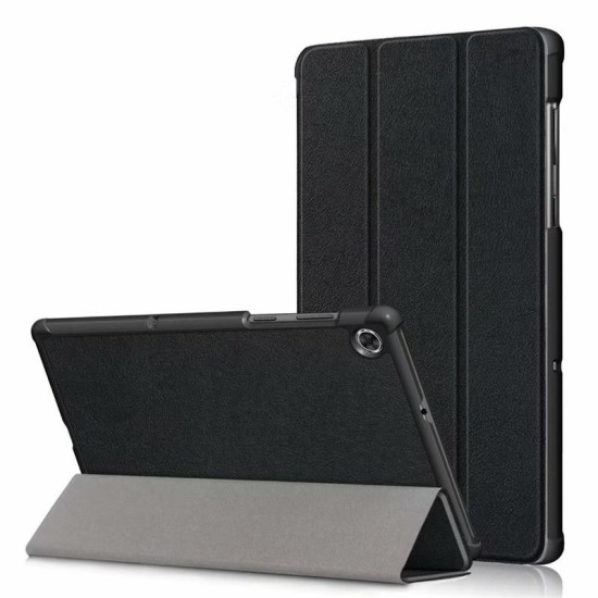 Tech-Protect Smart Case priekš Lenovo Tab M10 Plus FHD X606 - Melns - sāniski atverams maciņš ar magnētu un stendu