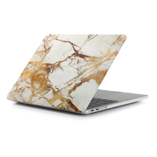 Patterned Plastic Protective Case priekš Apple MacBook Air 13-inch (2018 / 2019) A1932; (2020) A2179; M1 (2020) A2337 - Zelts / Marmors - matēts plastikas no abām pusēm apvalks / maciņš