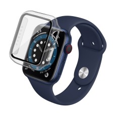 Imak Full Plastic Protective Cover with Tempered Glass priekš Apple Watch Series 4 / 5 / 6 / SE (44mm) - Caurspīdīgs - plastikāta pulksteņu apvalks