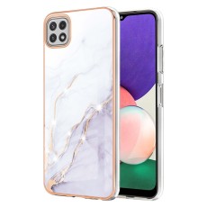 IMD Electroplating Marble Pattern TPU Phone Shell priekš Samsung Galaxy A22 5G A226 - Balts - silikona aizmugures apvalks / bampers-vāciņš
