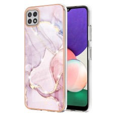 IMD Electroplating Marble Pattern TPU Phone Shell priekš Samsung Galaxy A22 5G A226 - Rozā Zelts - silikona aizmugures apvalks / bampers-vāciņš
