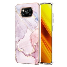 IMD Electroplating Marble Pattern TPU Phone Shell priekš Xiaomi Poco X3 NFC / X3 Pro - Rozā Zelts - silikona aizmugures apvalks / bampers-vāciņš