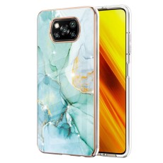 IMD Electroplating Marble Pattern TPU Phone Shell priekš Xiaomi Poco X3 NFC / X3 Pro - Zaļš - silikona aizmugures apvalks / bampers-vāciņš