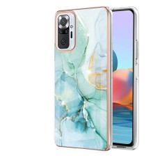 IMD Electroplating Marble Pattern TPU Phone Shell priekš Xiaomi Redmi Note 10 Pro - Zaļš - silikona aizmugures apvalks / bampers-vāciņš