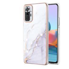 IMD Electroplating Marble Pattern TPU Phone Shell priekš Xiaomi Redmi Note 10 Pro - Balts - silikona aizmugures apvalks / bampers-vāciņš