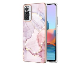 IMD Electroplating Marble Pattern TPU Phone Shell priekš Xiaomi Redmi Note 10 Pro - Rozā Zelts - silikona aizmugures apvalks / bampers-vāciņš