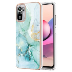 IMD Electroplating Marble Pattern TPU Phone Shell priekš Xiaomi Redmi Note 10 / Note 10S / Poco M5s - Zaļš - silikona aizmugures apvalks / bampers-vāciņš