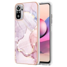 IMD Electroplating Marble Pattern TPU Phone Shell priekš Xiaomi Redmi Note 10 / Note 10S / Poco M5s - Rozā Zelts - silikona aizmugures apvalks / bampers-vāciņš