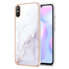 IMD Electroplating Marble Pattern TPU Phone Shell priekš Xiaomi Redmi 9A - Balts - silikona aizmugures apvalks / bampers-vāciņš