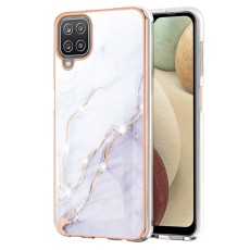 IMD Electroplating Marble Pattern TPU Phone Shell priekš Samsung Galaxy A12 A125 - Balts - silikona aizmugures apvalks / bampers-vāciņš
