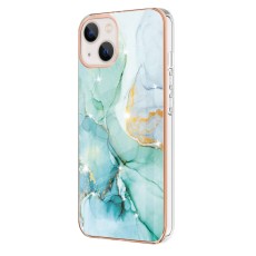 IMD Electroplating Marble Pattern TPU Phone Shell priekš Apple iPhone 13 - Zaļš - silikona aizmugures apvalks / bampers-vāciņš