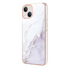 IMD Electroplating Marble Pattern TPU Phone Shell priekš Apple iPhone 13 - Balts - silikona aizmugures apvalks / bampers-vāciņš