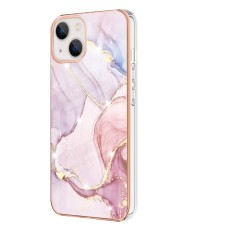 IMD Electroplating Marble Pattern TPU Phone Shell priekš Apple iPhone 13 - Rozā Zelts - silikona aizmugures apvalks / bampers-vāciņš