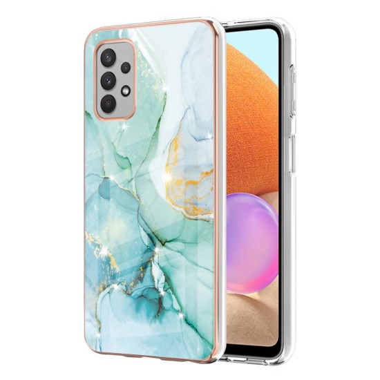 IMD Electroplating Marble Pattern TPU Phone Shell priekš Samsung Galaxy A32 4G A325 - Zaļš - silikona aizmugures apvalks / bampers-vāciņš