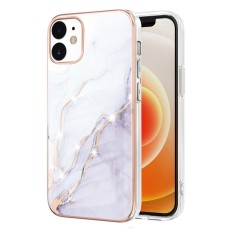 IMD Electroplating Marble Pattern TPU Phone Shell priekš Apple iPhone 12 / 12 Pro - Balts - silikona aizmugures apvalks / bampers-vāciņš