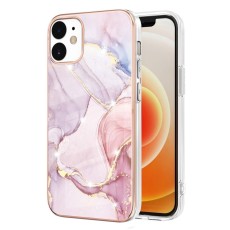 IMD Electroplating Marble Pattern TPU Phone Shell priekš Apple iPhone 12 / 12 Pro - Rozā Zelts - silikona aizmugures apvalks / bampers-vāciņš