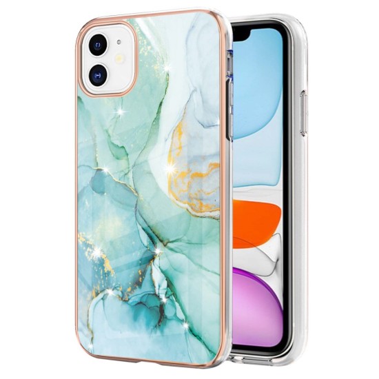IMD Electroplating Marble Pattern TPU Phone Shell priekš Apple iPhone 11 - Zaļš - silikona aizmugures apvalks / bampers-vāciņš