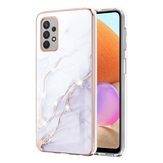IMD Electroplating Marble Pattern TPU Phone Shell priekš Samsung Galaxy A52 A525 / A52 5G A526 / A52s 5G A528 - Balts - silikona aizmugures apvalks / bampers-vāciņš