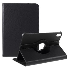 360 Rotary Stand Smart Lychee Leather Case priekš Apple iPad mini 6 (2021) / mini 7 (2024) - Melns - sāniski atverams maciņš ar stendu