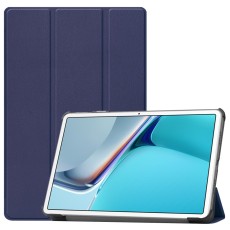 Tri-fold Stand PU Smart Auto Wake/Sleep Leather Case priekš Huawei MatePad 11 - Tumši Zils - sāniski atverams maciņš ar stendu
