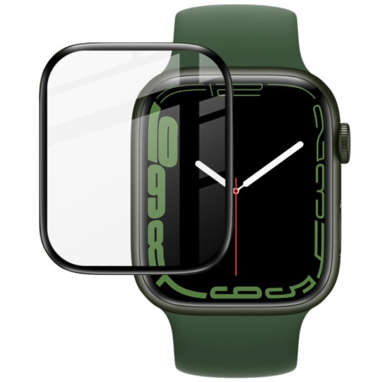 Imak Full Coverage Ultra Clear PMMA Glass protector priekš Apple Watch Series 7 / 8 / 9 (45mm) - Ekrāna Aizsargstikls / Bruņota Stikla Aizsargplēve (Full screen size curved)