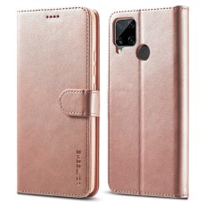 LC.IMEEKE Wallet Stand Design Full Protection Leather Shell Case priekš Realme C15 - Rozā Zelts - sāniski atverams maciņš ar magnētu un stendu